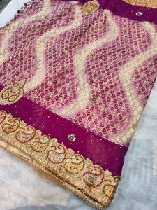 Purple Saree with Gold Embroidery