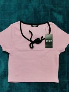 Pink Ribbed Crop Top
