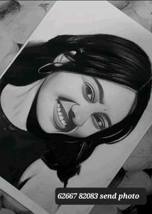 Charcoal Portrait of Smiling Woman