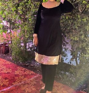 Velvet Party Wear Kurta attached Lining Inside