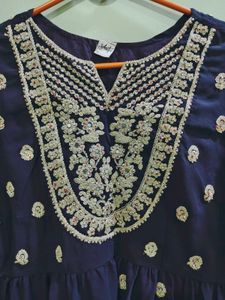 Elegant Navy Blue Embroidered Kurta Set