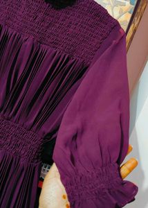 Burgundy Smocked Chiffon Top