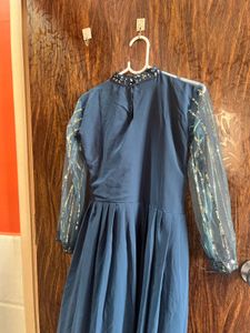32 Bust Blue Embellished Maxi Dress