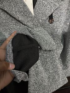 Gray Cropped Double-Breasted Blazer