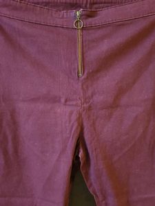 Burgundy Zip Detail Pants