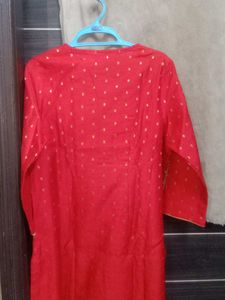 Biba Red &amp; Gold Embellished Kurta
