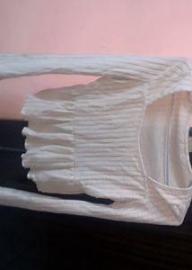 Beige Long Bell Sleeve Top