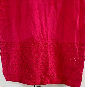 Girls Red Kurta For Sale (Size: S, 10 Years)