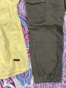 Boys Yellow Hoodie Tee and Cargo Pants Set