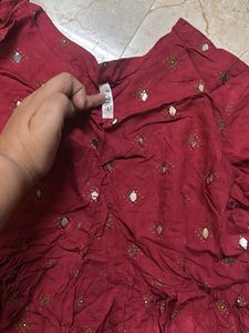 Maroon Mirror Work Kurta