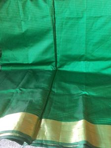 Brand New Green Silkblend Saree with Gold Border