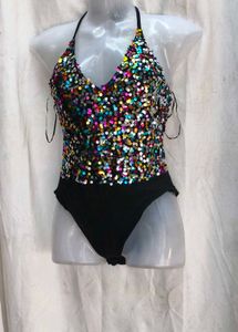 141212. Sequin Halter Top &amp; Black Shorts