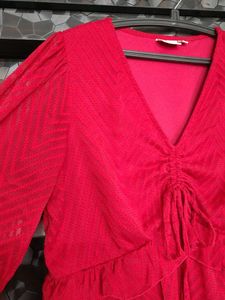 Red Ruffled Top