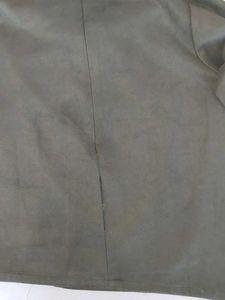 Olive Green Asymmetrical Button Blouse