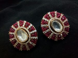 Kundan Ruby Imitation Real Look Studs ❤️