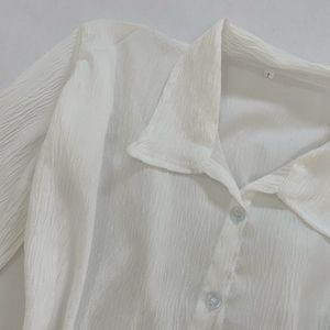 White Y2K Fitted Corset Tie Up Shirt