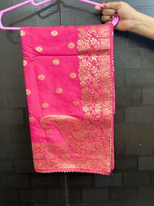 Pink Banarasi Silk Dupatta