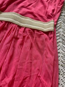 Cute Pink Dress with Belt Detail Around Waist