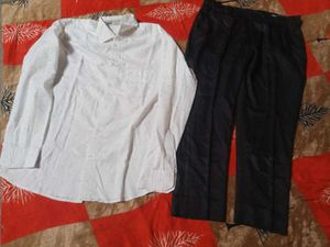 white check shirt with black pant