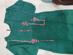 Green Embroidered Kurta