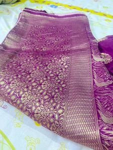 Beautiful pink saree with blouse