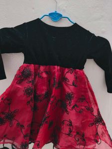 Festive Black &amp; Red Flower Dress (2yrs)