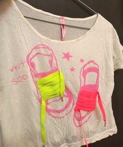 Crop Top with 3D Neon Shoe Lace Design