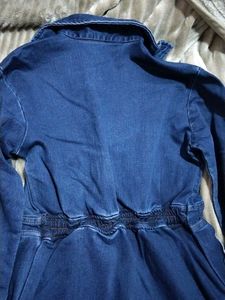 Denim Dress with Zipper And Front Slit