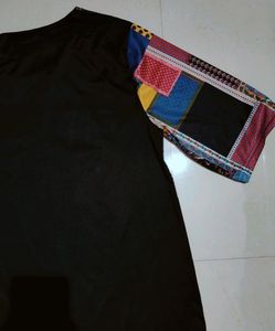 Black With Multicolour Imported Top