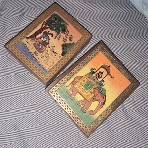 2Vintage Indian Art Boxes