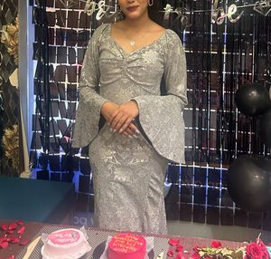 Elegant Silver Patterned Dress