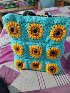 Sunflower Crochet Tote Bag