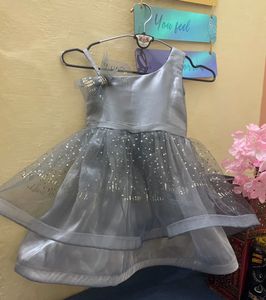 Grey Silver Sparkly Flower Girl Dress