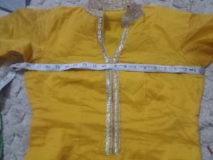Beautiful Yellow Kurta Set With Dupatta Patch Work