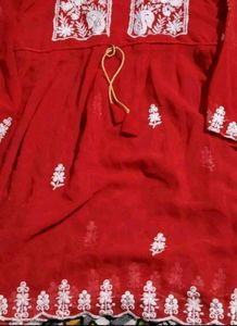 Red Embroidered Kurti