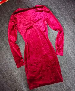 H&amp;M Bodycon Red Velvet Mini Dress