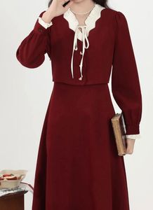Elegant Burgundy Dress with Jacket