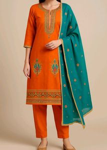 Elegant Orange Kurta Set Material