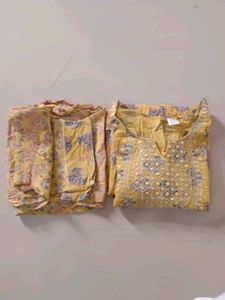 Yellow Printed Kurta Set