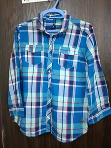 Blue Plaid Button-Down Shirt