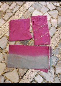 Crepe Kurta Set With Hand Embroidery