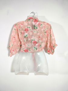 Peach Floral Print Overcoats (Women&#39;s)