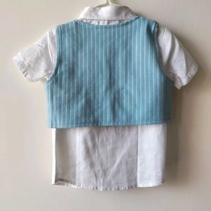 Baby Boy&#39;s Blue Vest Outfit