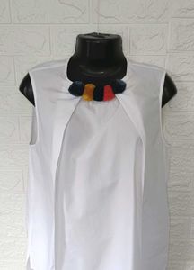 Zara Pure Cotton White Sleeveless Top