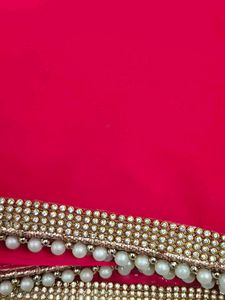 Pink Saree with Golden Blouse