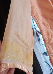 Peach Embroidered Kurta Set