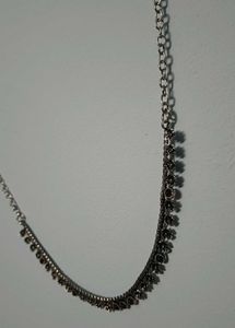 Silver chain necklace with gemstones