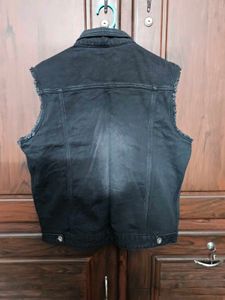 Black Denim Sleeveless Jacket