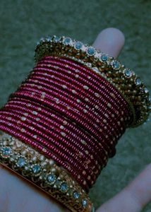 Stunning Red &amp; Gold Bangles Set