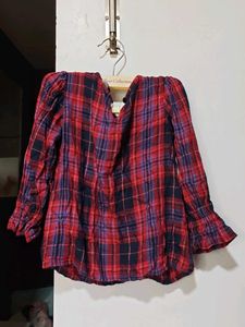Plaid Embroidered Top